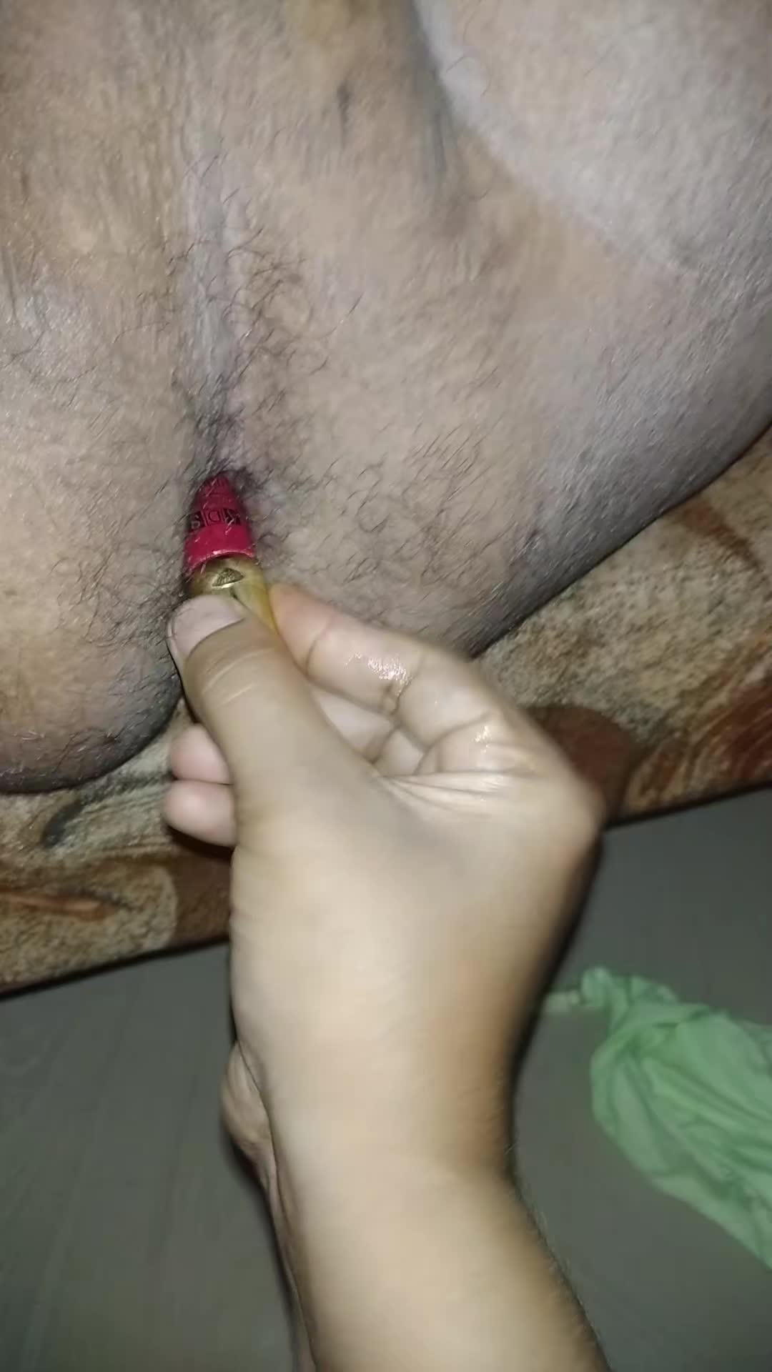 A lipstick in my hairy dirty ass